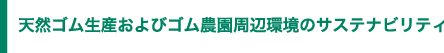 天然ゴム生産およびゴム農園周辺環境のサステナビリティ