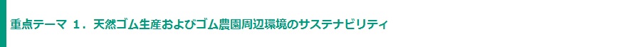 天然ゴム生産およびゴム農園周辺環境のサステナビリティ